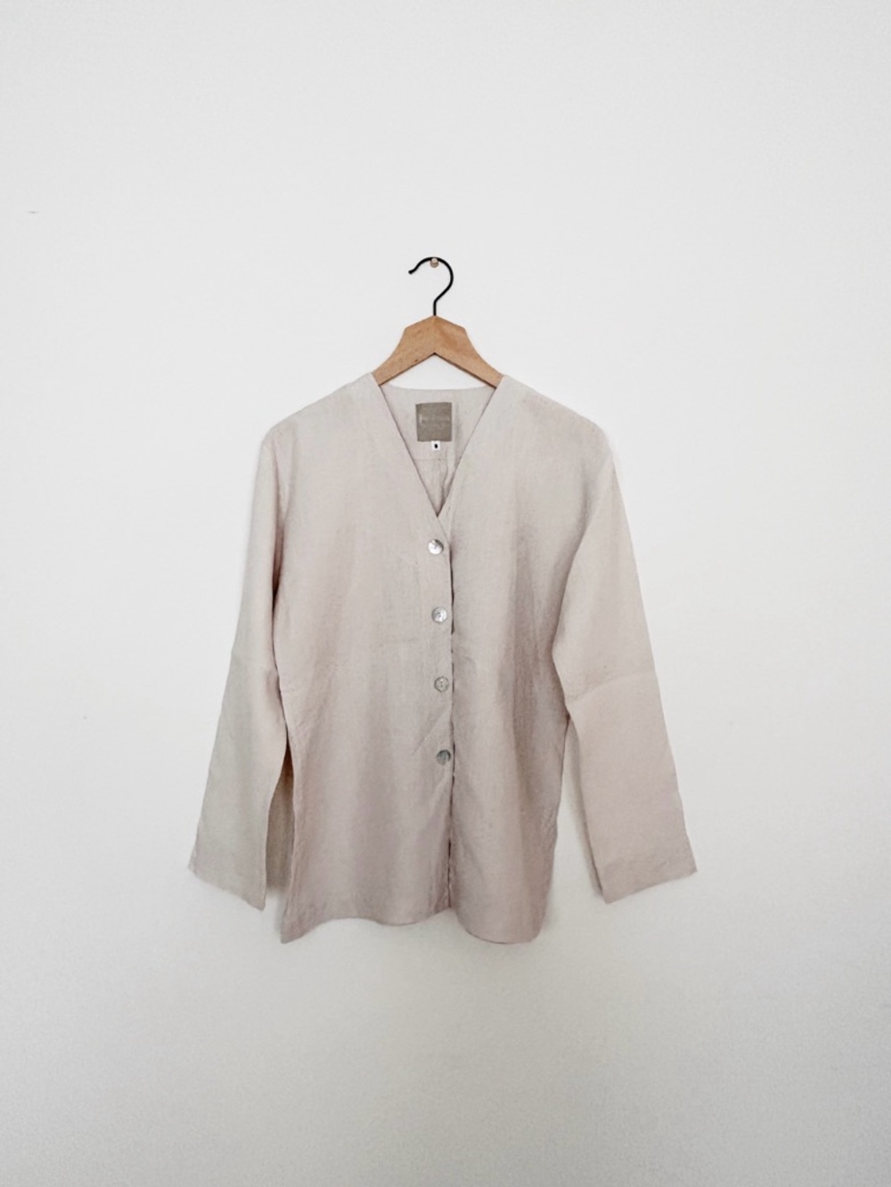Libeco Lagae Belgian Linen Button-front Blouse in Ecru Size Medium